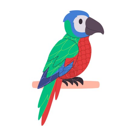 Téléchargez les photos : Perroquet coloré oiseau perché dans la branche faune nature animal belle plume environnement tropical vecteur - en image libre de droit