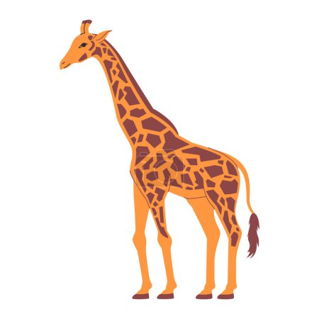 Téléchargez les illustrations : Jaune et tachetée couleur brune girafe sauvage nature animal mammifère herbivore créature ont long cou vecteur - en licence libre de droit