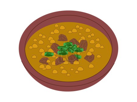 Illustration for Locro argentina traditional food soup made from meat and vegetable with beans delicious food for lunch or dinner meal vector - Royalty Free Image