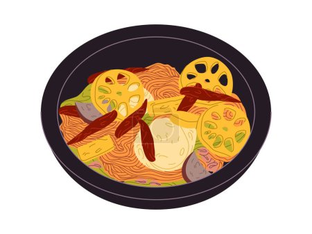 Illustration for Mala xiang guo traditional food china made from noodle vegetable and meat delicious spicy cuisine vector - Royalty Free Image