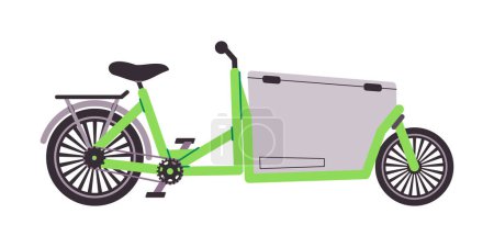 Lastenrad-Lieferung Transport mit Frontlader für Trägerausrüstung Kurierfahrzeug grüner Farbvektor