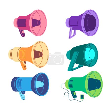 megaphone loudspeaker bullhorn for communication attention announcement talk audio equipment vector