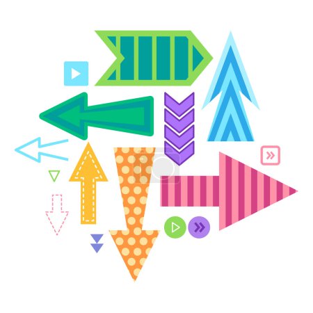 Illustration for Colorful arrow right left up and down pointer direction orientation or button click vector - Royalty Free Image