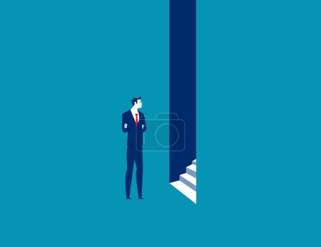 Illustration for Businessman entering. Business accessibility vector illustration concept - Royalty Free Image