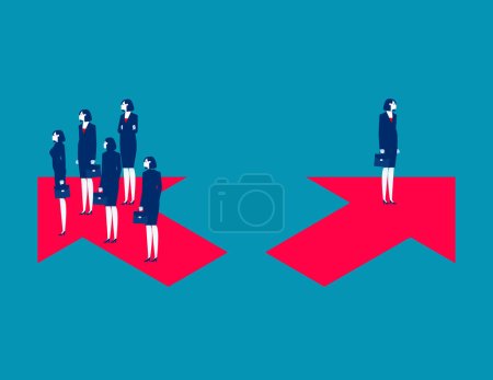 Illustration for Group of business people choose arrow. Business different choices vector illustration - Royalty Free Image