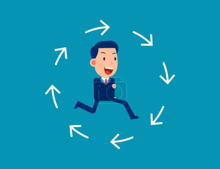 Illustration for Running in endless loop of arrows. Business vector illustration concept - Royalty Free Image