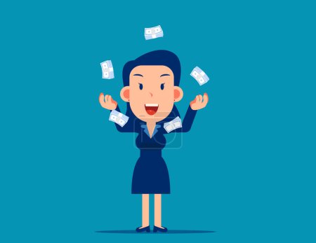 Illustration for Skilled business person standing juggling money cash - Royalty Free Image