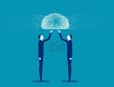 Illustration for Scientist explore human brain. Neurology concept, vector illustration - Royalty Free Image