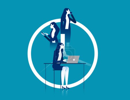 Ilustración de Business leader multitasking. Business leadership vector illustration - Imagen libre de derechos