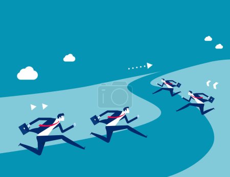 Ilustración de Team running up the hill of financial success. Business direction success vector illustration - Imagen libre de derechos