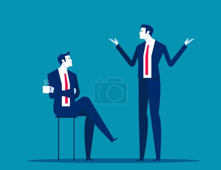 Illustration for Couple discussing during meeting. Business coffee break vector illustration - Royalty Free Image