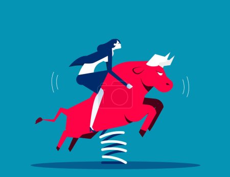 Illustration for Red bull rodeo. Business bull market vector illustration - Royalty Free Image