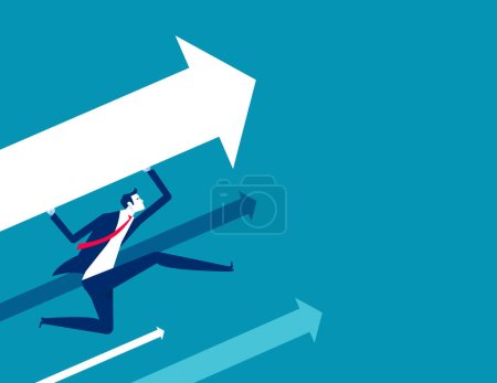 Holding arrow go up. Business marketing vector illustration