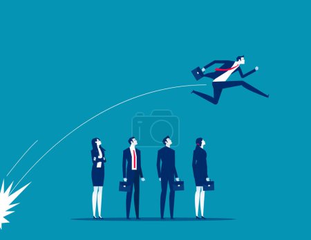 Illustration for Leader jumps out of the crowd. Business stands out vector illustration - Royalty Free Image