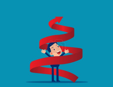 Illustration for Increase career and personal improvement visualization with upward spiral arrow. Growth spiral vector illustration - Royalty Free Image