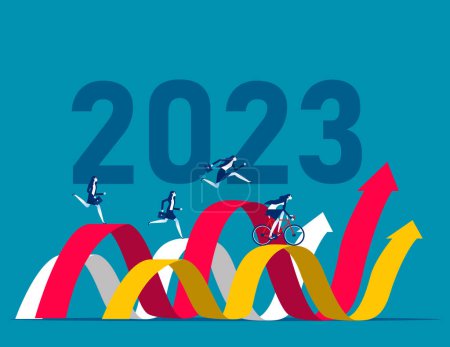 Ilustración de Crecer la gente de negocios en los años 2023. Competencia de negocios en el año - Imagen libre de derechos