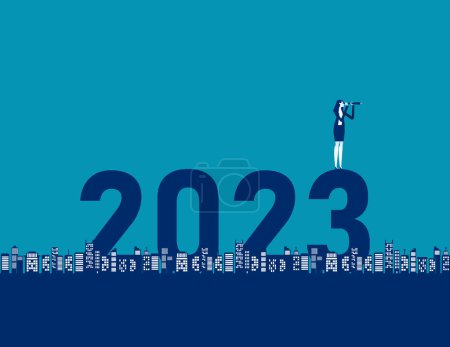 Téléchargez les illustrations : Silhouette Nouvel An 2023. Illustration vectorielle concept business, Recherche d'homme. - en licence libre de droit