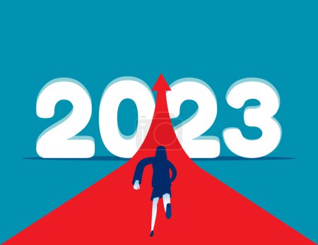 Ilustración de Gente corriendo a 2023. Iniciar una nueva meta - Imagen libre de derechos