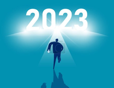 Ilustración de Persona de negocios a partir de 2023. Camino hacia el éxito de las empresas - Imagen libre de derechos