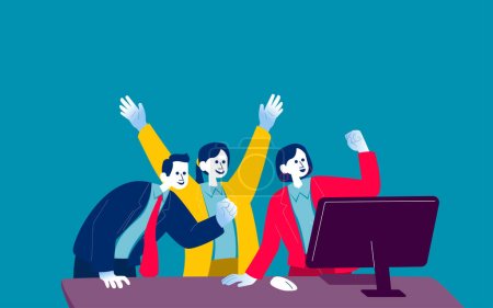 Illustration for Colleagues rejoicing success. Good successful teamwork concept - Royalty Free Image