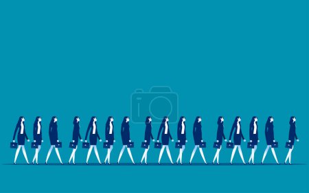 Ilustración de Gente de negocios caminando juntos en la misma dirección. Ilustración vectorial carácter completo de la empresa - Imagen libre de derechos
