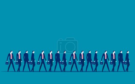 Ilustración de Gente de negocios caminando juntos en la misma dirección. Ilustración vectorial carácter completo de la empresa - Imagen libre de derechos