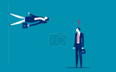 Illustration for Confused business person look partner walk another direction. Business different path vector illustration - Royalty Free Image