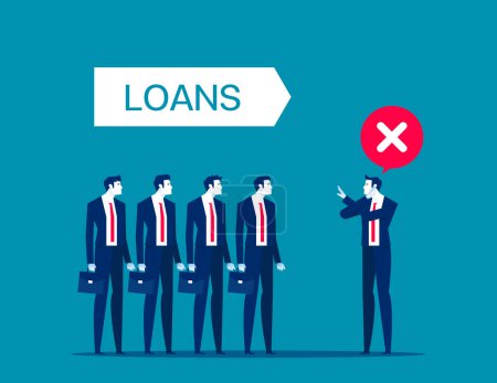 Illustration for Business leader waiting on line for a loan and stop. Business finance vector illustration - Royalty Free Image