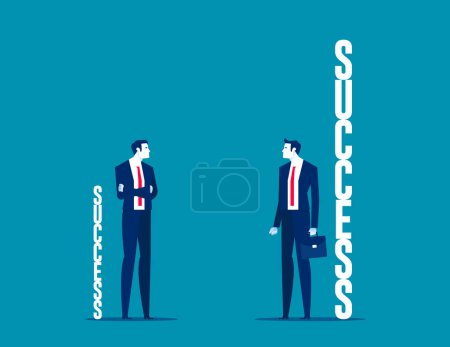 Illustration for Business person with the different success. Business distance to success vector illustration - Royalty Free Image