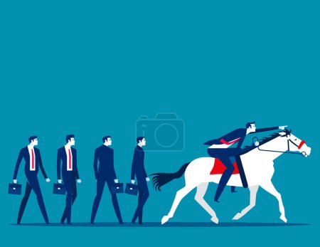 Illustration for Successful leader riding horse Leading  of team. Business Leader vector illustration - Royalty Free Image