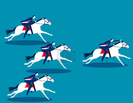 Ilustración de Cabalgando a caballo liderando un grupo de colegas. Ilustración del vector Líder empresarial - Imagen libre de derechos