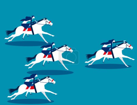Illustration for Riding horse leading group of colleagues. Business Leader vector illustration - Royalty Free Image