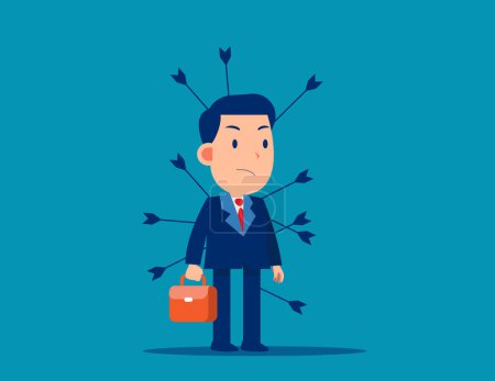 Illustration for Business person with painful bows. Victim from business betrayal - Royalty Free Image