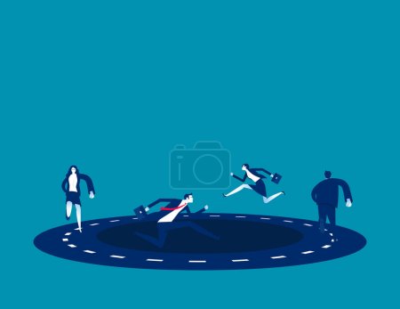 Illustration for Running on a looping dead end road . BUsiness dead end vector illustration - Royalty Free Image