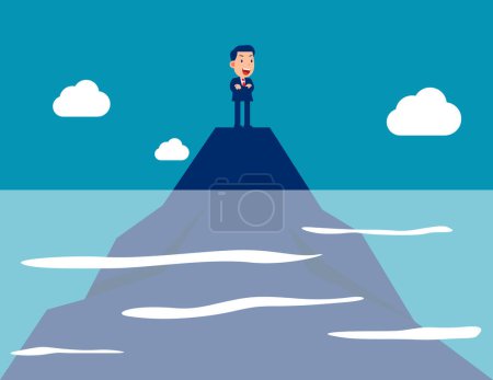 Illustration for Leadership on top mountain from part of the water - Royalty Free Image