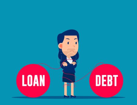Ilustración de Atado con deuda y préstamo. Ilustración de vectores comerciales - Imagen libre de derechos