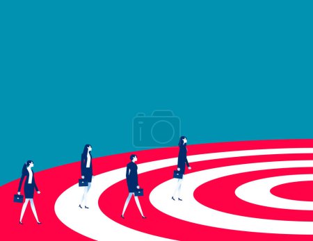 Illustration for People walking on the target. Business competitive society - Royalty Free Image