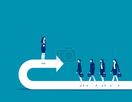 Illustration for Leader have embarked on a wrong path. Business vector illustration - Royalty Free Image
