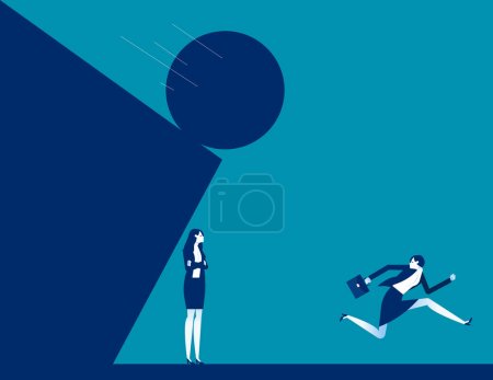 Illustration for Use terrain to avoid falling ball. Vulnerabilities business vector concept - Royalty Free Image