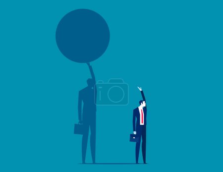 Illustration for The projection of the businessman raised a huge ironbal - Royalty Free Image