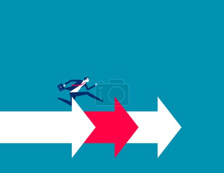 Illustration for Businessman run to the goal. Business vector illustration concept - Royalty Free Image
