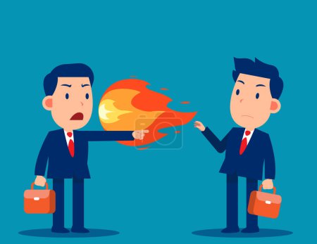 Ilustración de Business manager and employee arguing. Business aggressive or scolding vector illustration - Imagen libre de derechos