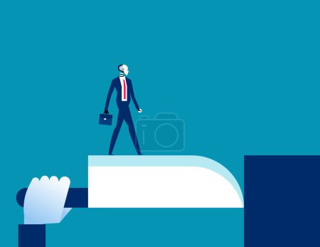 Illustration for Robot walk on knife. Business artificial intellgence concept - Royalty Free Image