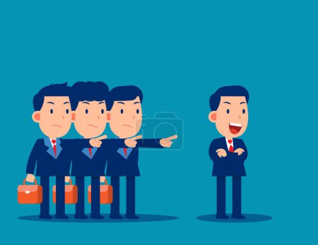 Illustration for Business person blamed by his companions. Business vector illustration - Royalty Free Image