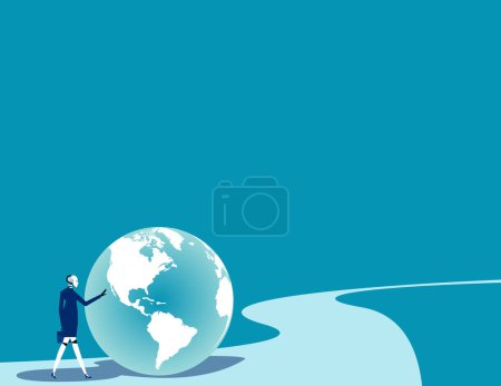 Illustration for The direction of movement of the world by artoficial intelligence. Business robot vector illustration concept - Royalty Free Image
