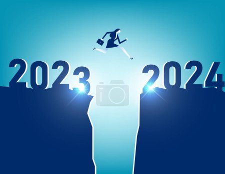 Ilustración de Una persona de negocios saltando al año nuevo 202 - Imagen libre de derechos
