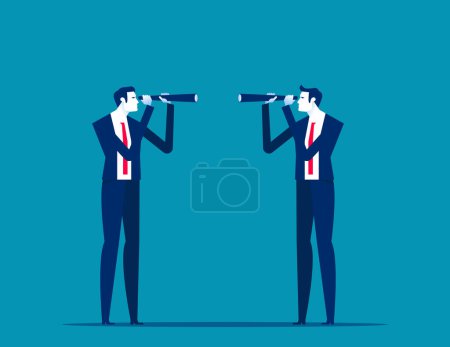 Illustration for Finding and analyzing competitors. Business vector illustratio - Royalty Free Image