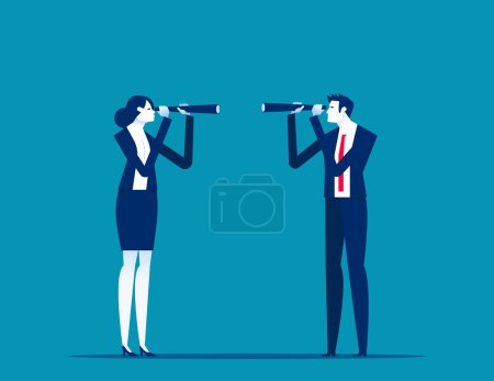 Illustration for Finding and analyzing competitors. Business vector illustratio - Royalty Free Image