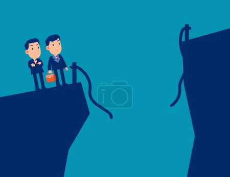 Illustration for The rope across the cliff is broken. Business vector illustration - Royalty Free Image