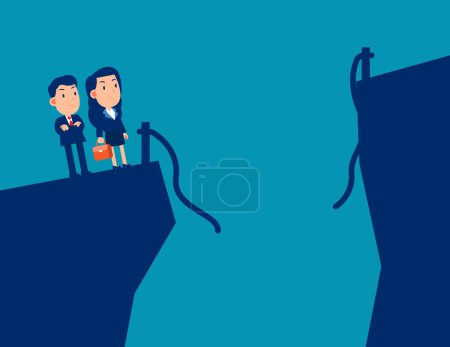 Illustration for The rope across the cliff is broken. Business vector illustration - Royalty Free Image